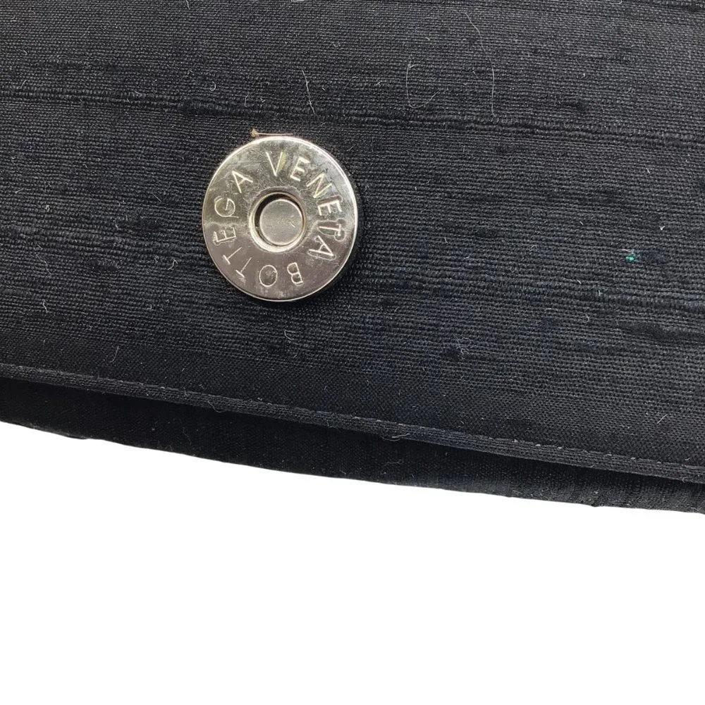 BOTTEGA VENETA VINTAGE BLACK SHELL DETAIL SILK HANDBAG - Picture 7 of 12